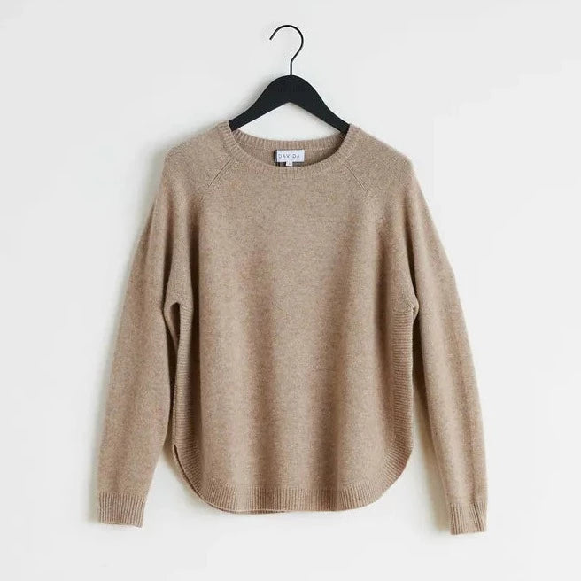 Raglan Curved Sweater - Cashmere