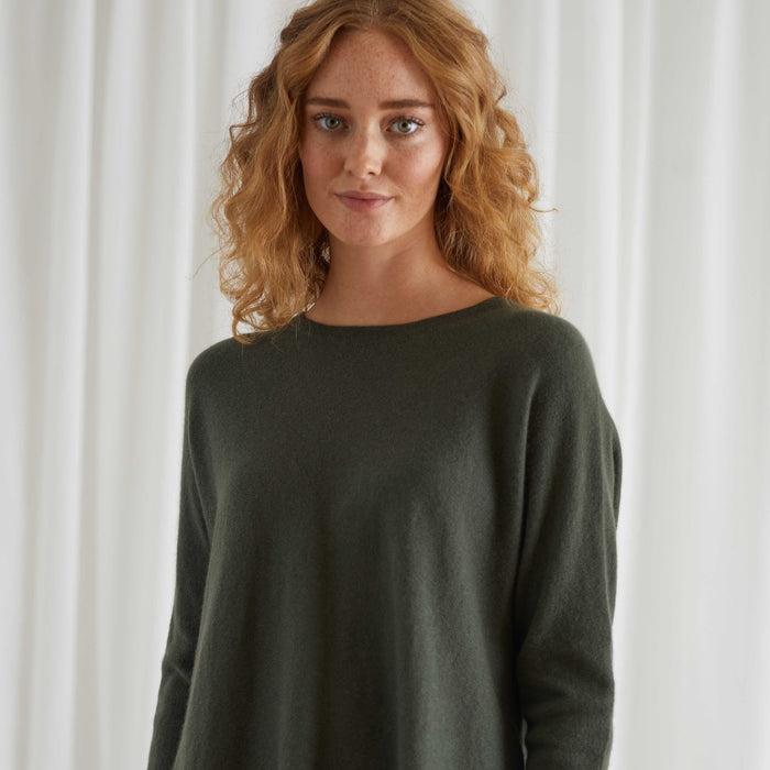 Curved Sweater - Cashmere - Army